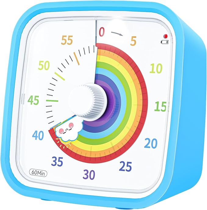 Yunbaoit Rainbow Visual Timer for Kids, 60-min Countdown Timer, Blue by Yunbaoit