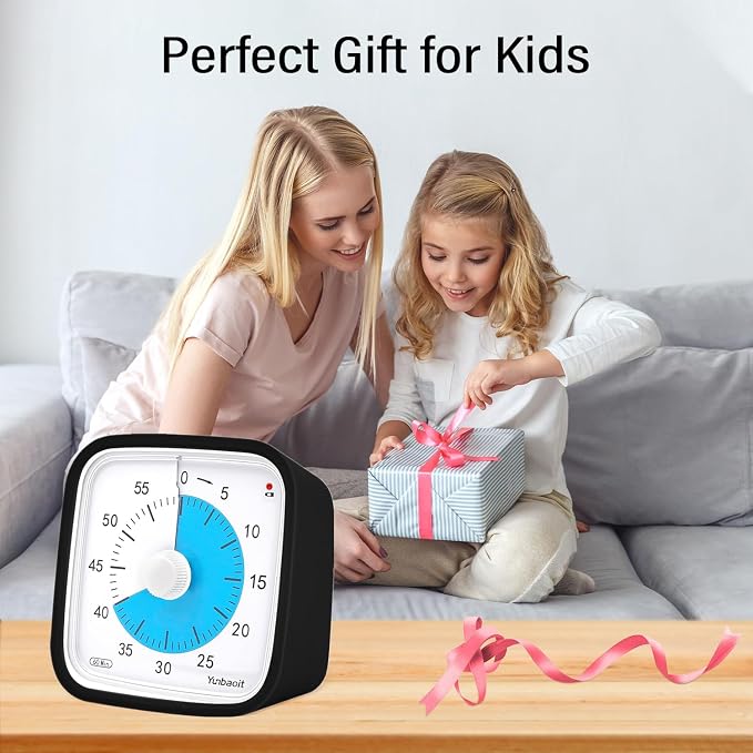Yunbaoit Visual Timer for Kids, Silent 60-min Countdown Timer, Black Blue - Image 8
