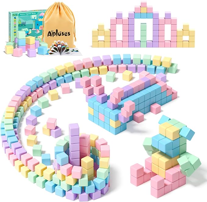 Apluses 45PCS Magnetic Blocks - Kids Girl Toys, Magnet Building Blocks, STEM Sensory Outdoor Autism Toys for 3-5 Year Old Boys & Girls, Magnetic Cubes Classroom Must Haves for Kids Ages 3+ by MagneticBuildingBlocksfortodders