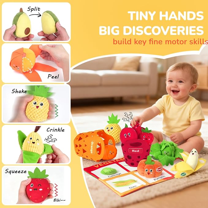 Baby Color Sorting Sensory Toys - Fruit Vegetable Play Food 1 Year Old Toys - Image 3