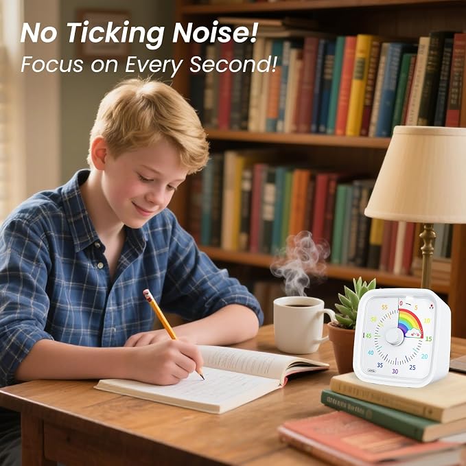 Yunbaoit Rainbow Visual Timer for Kids, 60-min Countdown Timer, White - Image 6