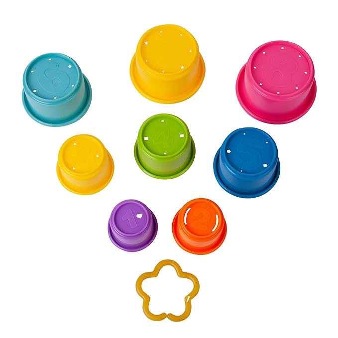 The First Years Stack & Count Stacking Cups - Colorful Baby Stacking Water Toys Set - Stackable Cups for Learning - Baby Bath Toys - Toddler Water Table Toys - 8 Count - Image 4