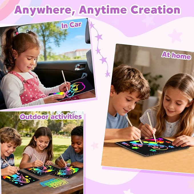 ZMLM Scratch Paper Art-Crafts Gift: 2 Pack Rainbow Notebooks Supplies Toys - Image 3