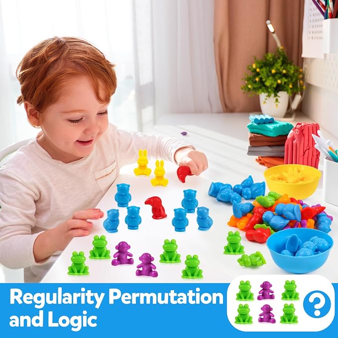GKDOMS Counting Animals Toy Matching Game with Sorting Bowls Preschool Learning Activities Montessori Sensory Toys for Math Color Sorting, Party Favors Birthday Gifts for Kids - Image 5