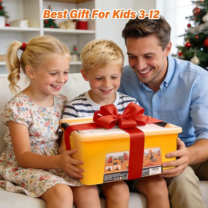 Construction Toys for 3 4 5 6 7 8 Year Old Boys 9 in 3 Take Apart Toys with Electric Drill Take Apart Truck Set DIY Engineering Building Toy Push & Go STEM Toy Gift for Boys Toys Age 6-8