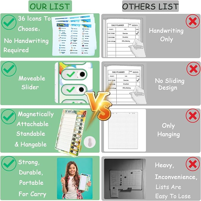 Chore Chart for Kids Toddler Chore Board, Sliding Chore Board Planning Board, Reusable Behavior Dry Erase Daily Routine Chart, Schedule Board for Home to Do List Magnetic Chore Chart（3 Pack） - Image 5