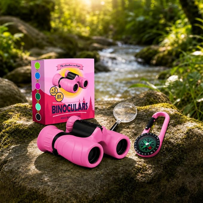 Binoculars for Kids – Perfect Toy for Little Boys and Girls – Extensive Set Incl. Magnifying Glass & Compass – Powerful Magnification 8X21 – 3 to 12 Year Old Kids for Toddler - Image 8