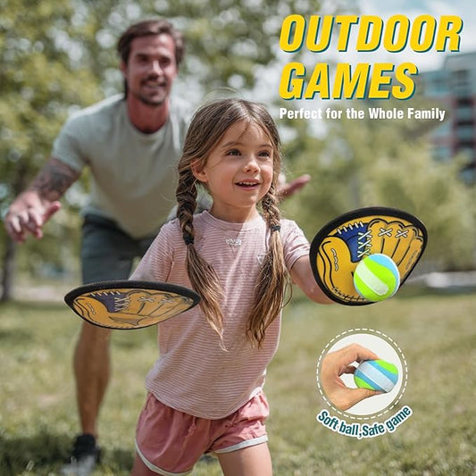 Toss and Catch Ball Game Set – Outdoor Toys for Kids, Toddler Yard & Beach Games, Sticky Ball and Glove Toy, Birthday Gift for Boys Girls Ages 3 4 5 6 7 8 9 10 (Upgraded Version)