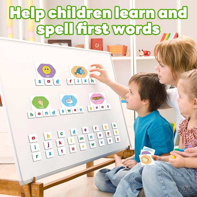 Kasfalci First Word Games,Magnetic Letters & Flash Cards,Phonics Games,Alphabet Learning Toys, Refrigerator Fridge ABC Magnets for Kids 3+,Speech Therapy Toys for Preschool Classroom - Image 2