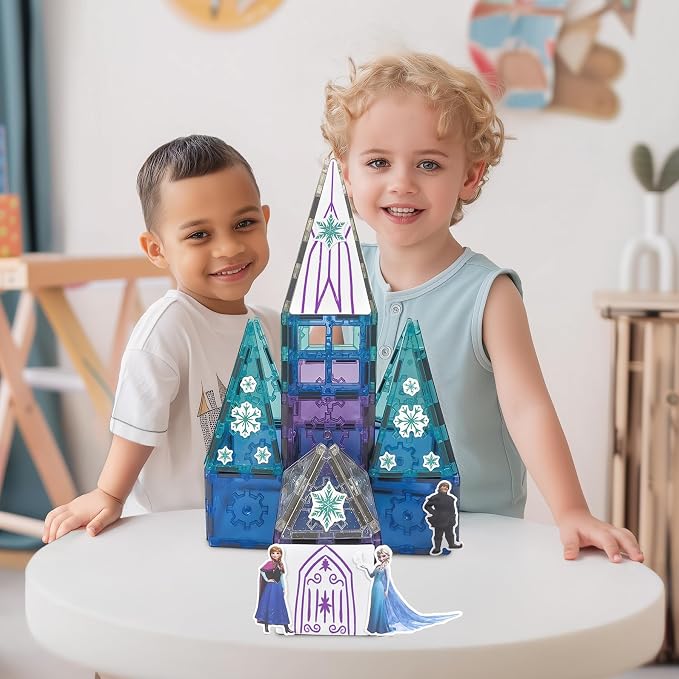 Tytan Toys Disney Frozen Magnetic Tiles Princess Castle - 41-Piece STEAM Building Set with Glitter Tiles & Elsa, Anna, Olaf Stickers - Educational Frozen Toys for Girls Age 3-4+ - Image 10