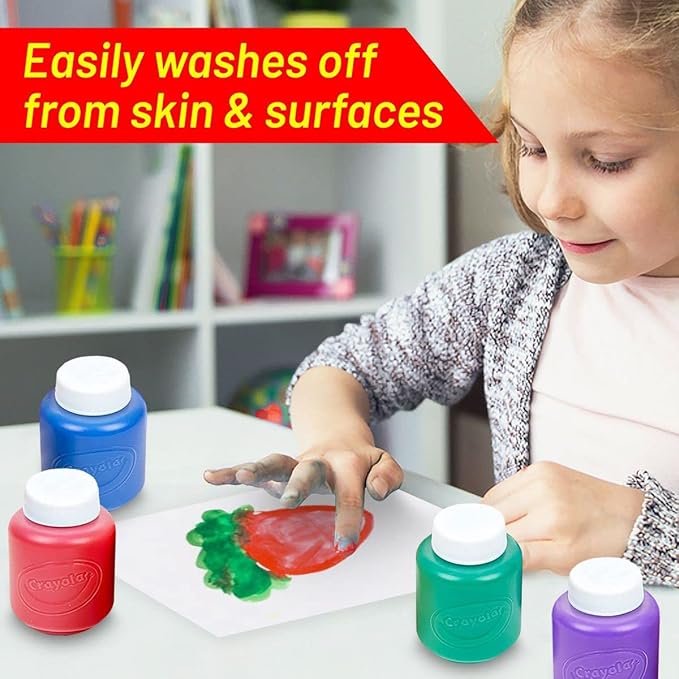 Kids Painting Set, Washable Paint for Kids with Paint Cups, Toddler Paintbrushes, Non Toxic Washable Finger Paints 2 Ounce Each, Gifting bundle Toddler Painting Supplies