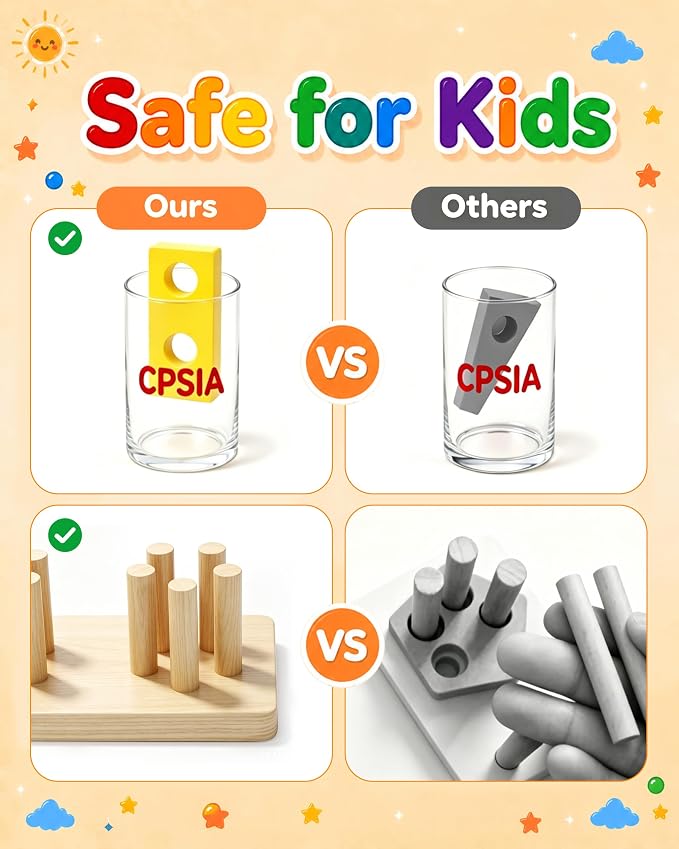 Montessori Toys for 1 2 3 Year Old Boys Girls Toddlers, Wooden Toys Gifts - Image 3