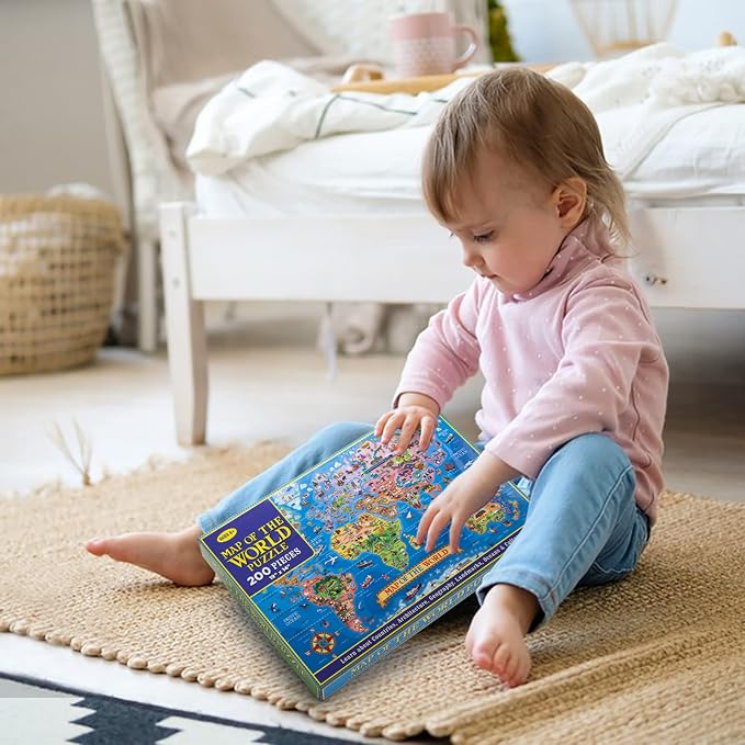 200 Pieces World Map Puzzle for Kids & Adults, World Map Jigsaw Puzzle Floor Puzzles Toddler Geography Educational Toys for Boys and Girls, Globe Atlas Puzzle Maps for Kids Learning Games - Image 6