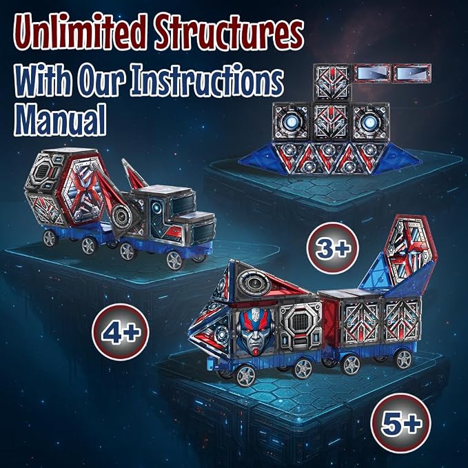 Little Pi Transformer Toys MegaBots Magnetic Tiles, Transforming Robot Toy - Image 4