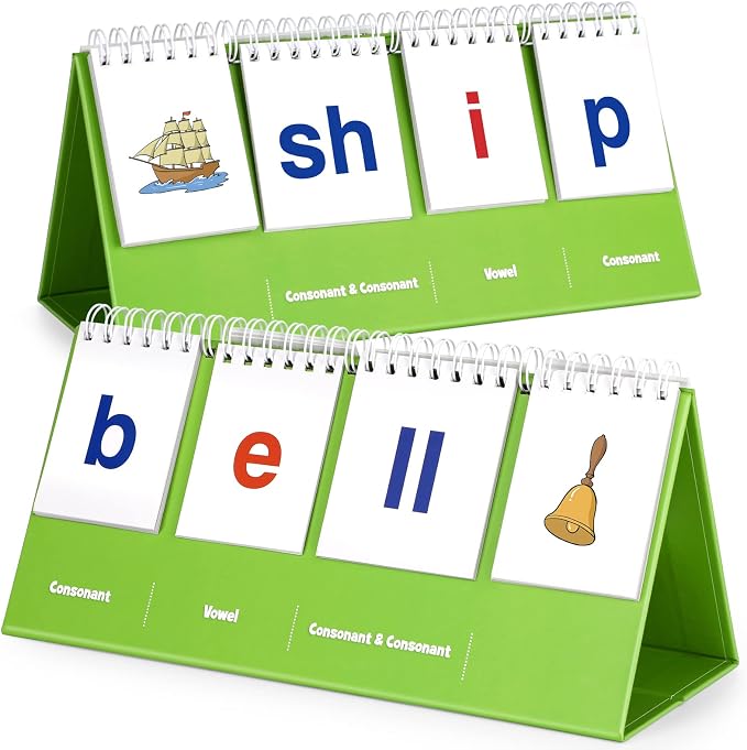 Aizweb CVCC & CCVC Word Builder,Phonics Games Flash Card for Preschool Kindergarten Classroom,Special Education Reading Manipulative Spelling Toy for Learning Activity Teacher School Supplies by AIZWEB