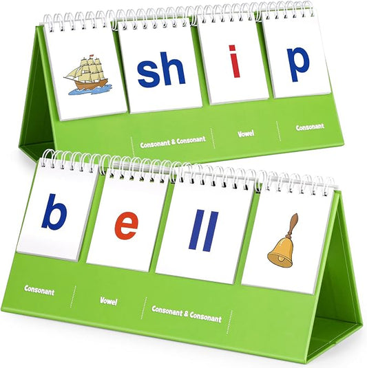 Aizweb CVCC & CCVC Word Builder,Phonics Games Flash Card for Preschool Kindergarten Classroom,Special Education Reading Manipulative Spelling Toy for Learning Activity Teacher School Supplies by AIZWEB