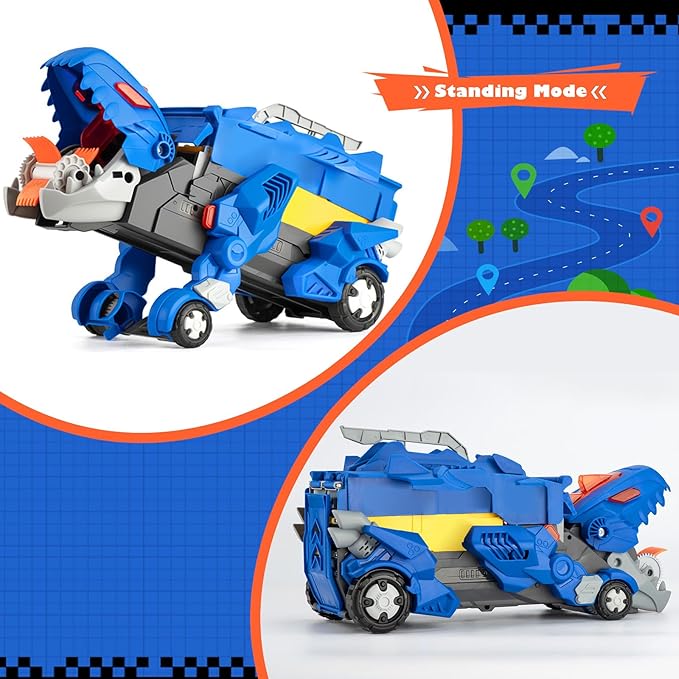 Dinosaur Toys Car for Kids 3-8 Year Old Boy Gift, Toddler Toys for 3 4 5 6 Years Old Boys & Girls Transport Dino Truck with 12 mini Cars & City Map Birthday for Kids