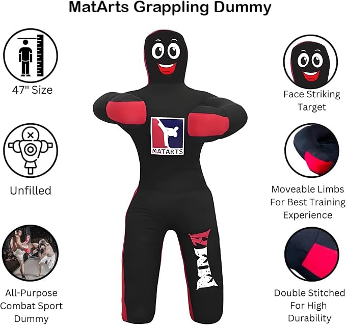MMA Grappling Punching Dummy for Kids Combat Sports BJJ jiu Jitsu Judo Karate Taekwondo Wrestling Buddies Tackling and Boxing Dummies (47" / 4 Feet) - UNFILLED - Image 3