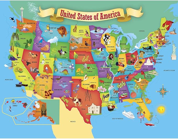 MasterPieces 60 Piece Educational Jigsaw Puzzle for Kids - USA Map State Shaped - 16.5"x12.75" - Image 2