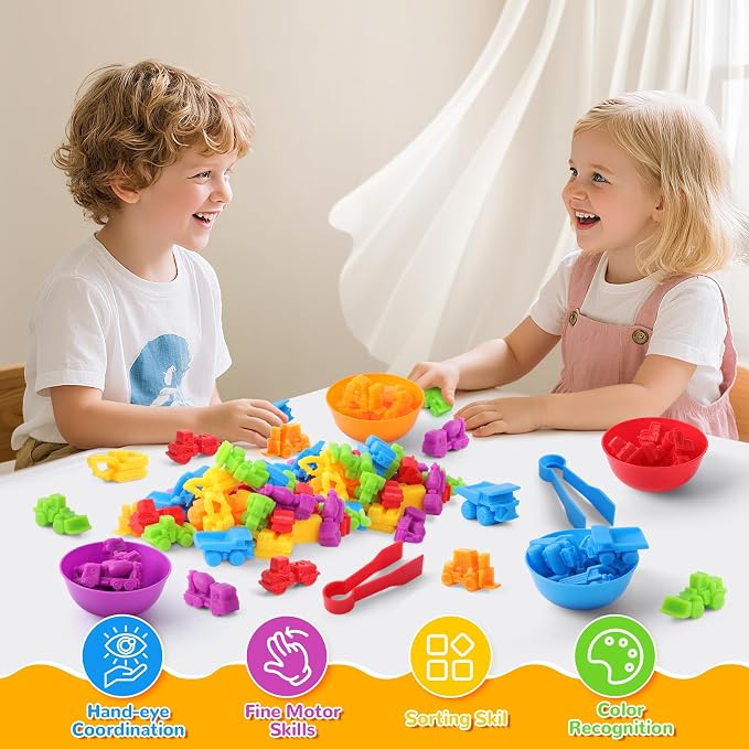 USATDD Counting Construction Vehicles Color Sorting Preschool Learning Matching Games Fine Motor Skills Toys Montessori Classroom Sensory Table Toys for Kids for Toddlers 3 4 5 - Image 4