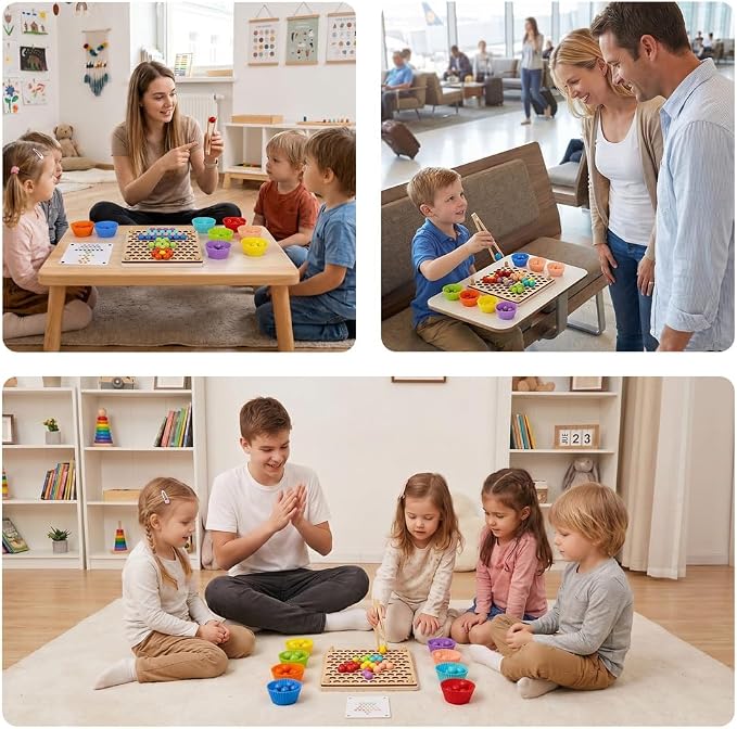 Offelec Fine Motor Games, Color Sorting Toys for Little Hands, Special Education Stacking Toy - Image 3