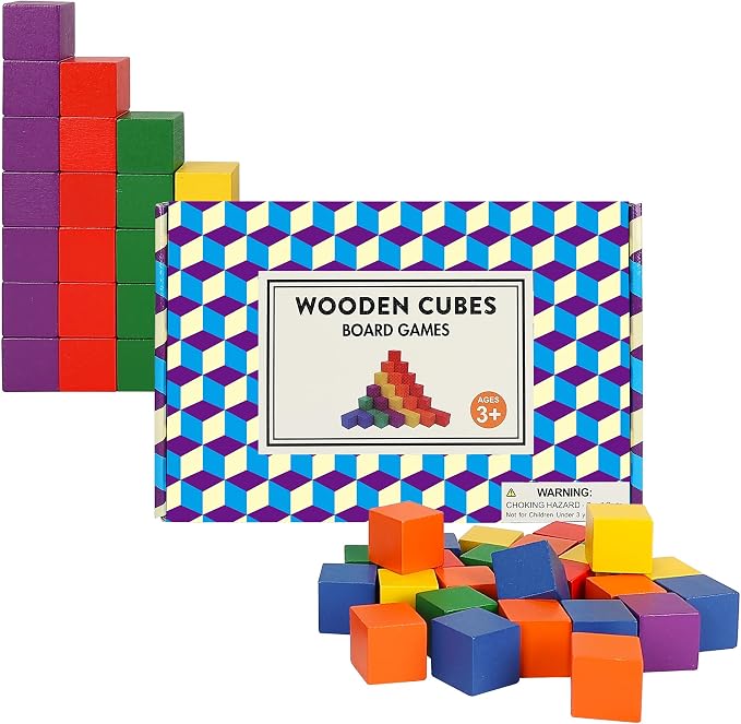 Offelec 108 Pack 1 Inch Wooden Blocks, 6 Colors STEM Math Sorting Toys, Wood Building & Stacking Blocks for Toddlers, Classroom Learning Wooden Cube Blocks, Creative Play & DIY Craft for Kids Ages 3+ - Image 9