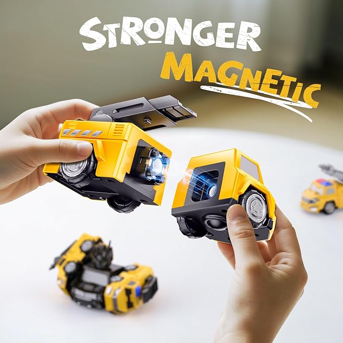 5 in 1 Transform Magnetic Construction Trucks Toys Gifts for 3 4 5 6 Year Old Boys Kids, Easy DIY Assembly, Transform Trucks Toys for Boys Kids, Ideals 3 4 5 6 Year Old Boy Birthday Gift