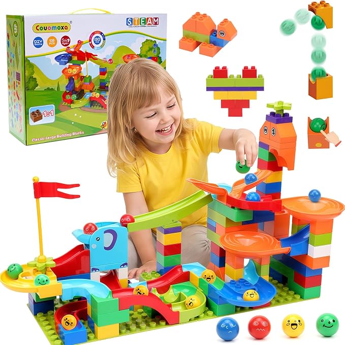 Marble Run Building Blocks for Kids 3-8, Catapult Track STEM Building Toy by Unknown