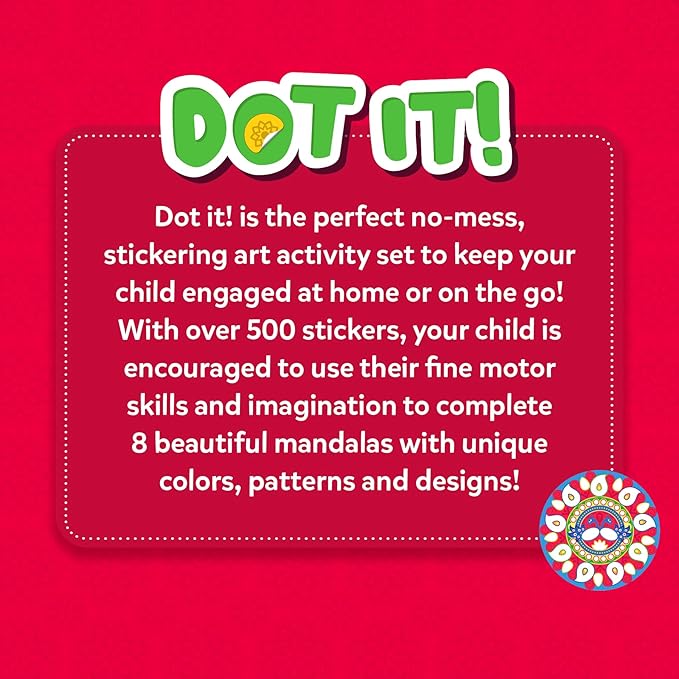 Skillmatics Dot It Sticker - Mandala Art, Mess-Free Fun for Kids, 500+ Stickers, Craft Kits, DIY Scrapbooking Activity, Travel Toys, Gifts for Boys & Girls Ages 3, 4, 5, 6, 7
