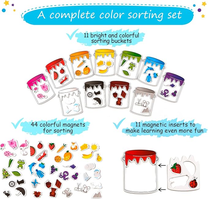 Simply magic 11 Jars Magnetic Color Sorting Set, Learning Colors Magnets - Image 3