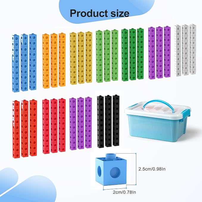 TOMMYHOME Math Linking Cubes with Box 301PCS, Preschool Math Manipulative, Kids Counting Blocks Play Set, Suitable for Learning Educational Supplies in Kindergarten. Great Gift for Boys & Girls (1) - Image 3