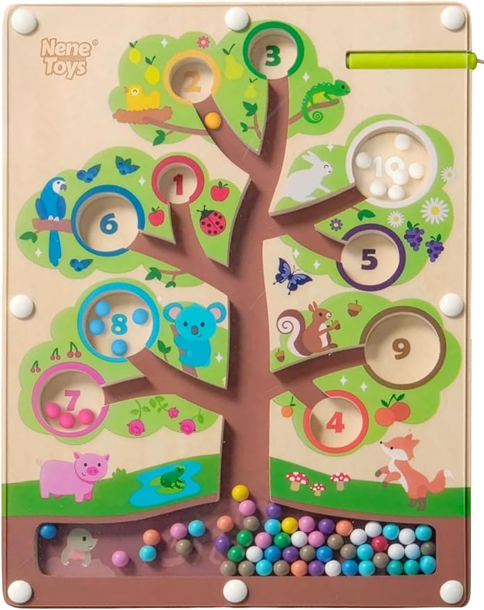 Nene Toys Color Tree Maze – Montessori Magnetic Board for Toddlers 2 3 4 5 Years – Wooden Color & Number Sorting Game – Fine Motor Skills Toy for Preschool Kids – Travel Busy Board Educational Toy by NENETOYS