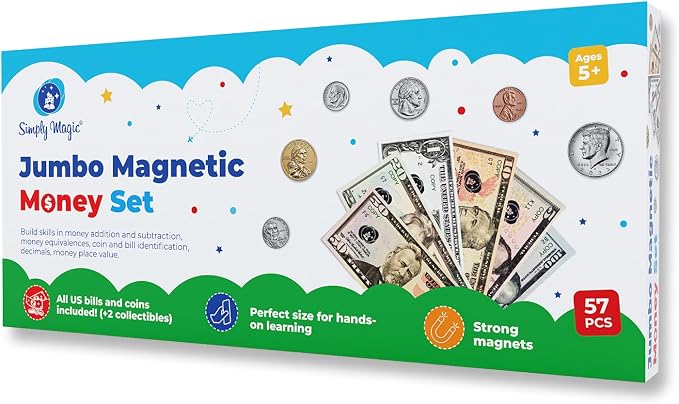 Simply magic 57 PCS Jumbo Magnetic Money, Magnetic Coins, Money Games - Image 9