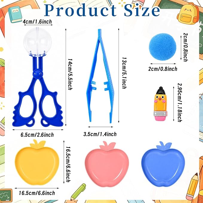 Sanixn 182 Pcs Back to School Sensory Bin Fillers School Fine Motor Skills Sensory Bin Item Pompoms Cups Tweezers Scissor Clips for Preschool Education Activities Sorting Counting - Image 3