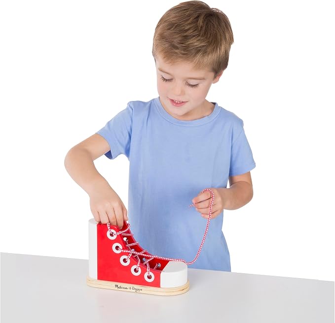 Melissa & Doug Deluxe Wood Lacing Sneaker - Learn to Tie a Shoe Educational Toy - Image 8