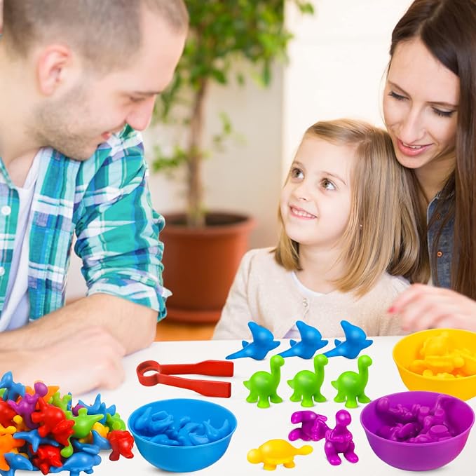 USATDD Counting Dinosaurs Montessori Toys Color Sorting Animals Matching Games Preschool Learning Activities Educational Sensory Toys Birthday for Kids Toddlers Boys Girls Age 3+ - Image 7