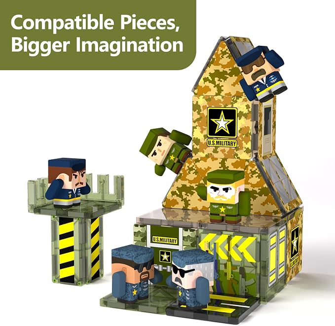 GobiDex 6PCS Magnetic Army Men, Compatible with Magnetic Building Blocks - Image 5