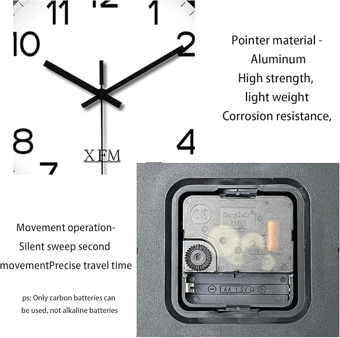 XFM 10 Inch Modern Small Wall Clocks Battery Operated Silent - Image 7