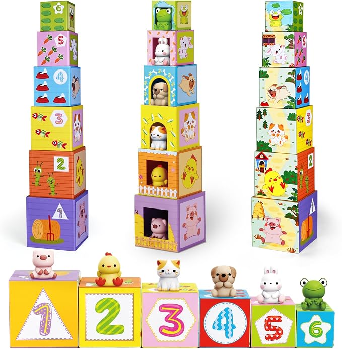 Toddler Farm Animal Sorting and Stacking Toys Gifts for 1-3 Year Olds - Image 3