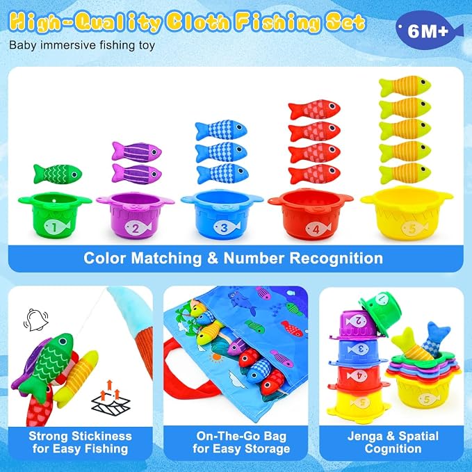 Montessori Fishing Toys for Babies 6+ Months,10-in-1 Fishing Game - Image 4
