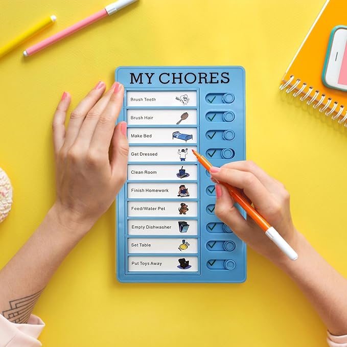 Kids Routine Organizer | Daily Task Board – Sliding Chart with Interchangeable Cards, Visual Schedule for Home, Classroom, RV Travel, Refrigerator Mount Planning Tool, Educational Family Assistant - Image 2
