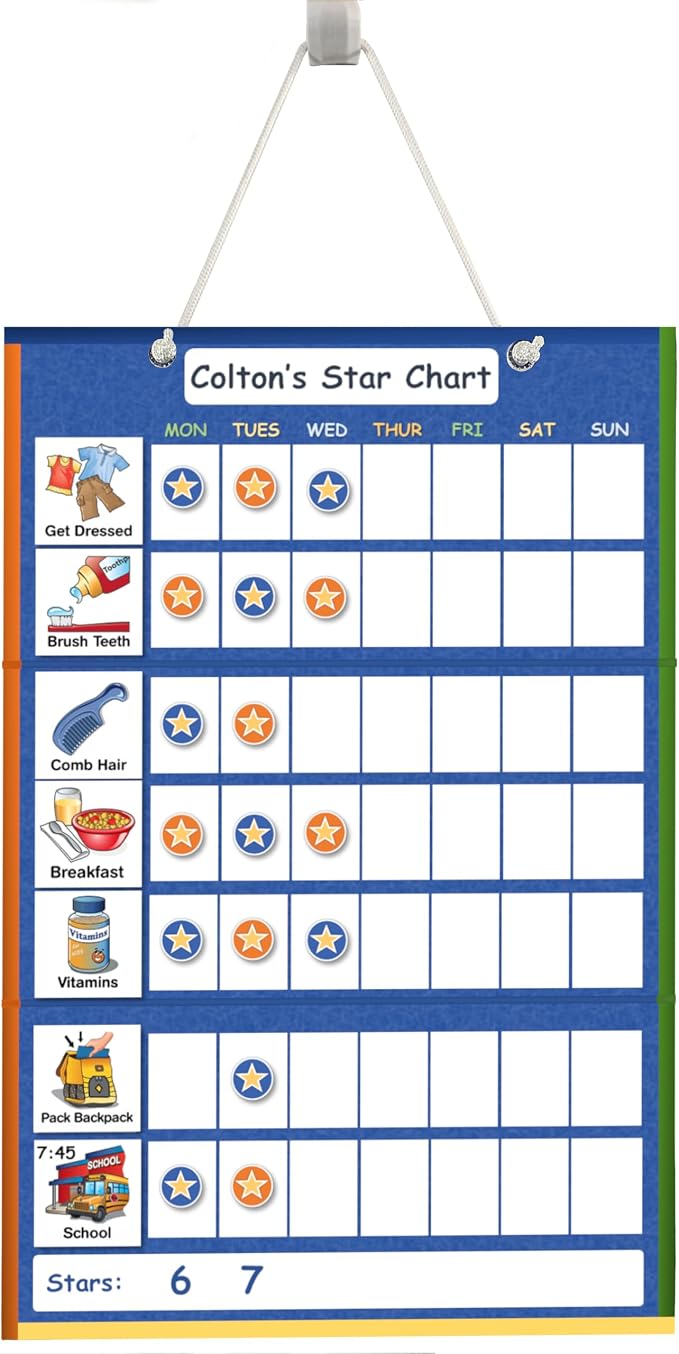 SchKIDules Deluxe Magnetic Visual Schedule & Reward Chart w/189 Colorful Magnets & Reversible 18” Folding Board for Daily Routines, Chores, Behavioral Supports, Kids Calendar, ADHD & Autism Icons - Image 5