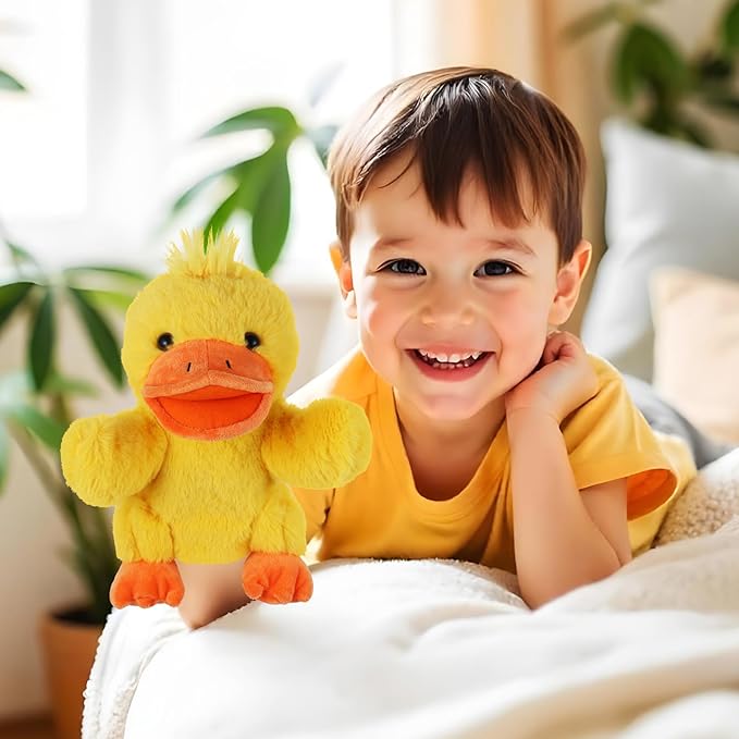 Animal Hand Puppets 11 Inch Sea Turtle Plush Dinosaur Animals Hand Puppet Toys Role-Play Toy Puppets for Kids Storytelling Imaginative Pretend Play Teaching Preschool(Duck)