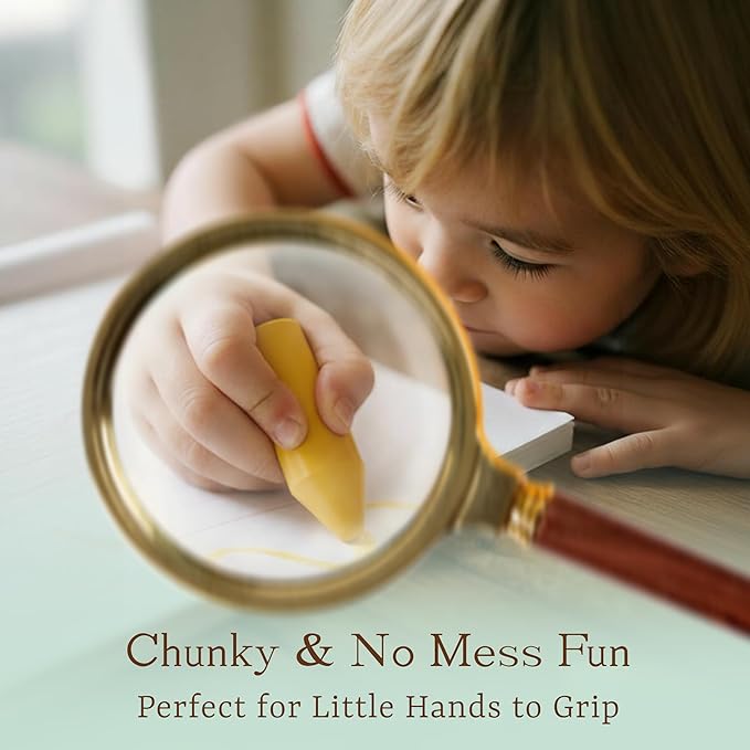 Soy & Beeswax Baby Crayons for Toddlers Age 2+, 12 Colors Thick Easy-Grip Natural Crayons, Non-Toxic Safe Unbreakable Toddler Drawing Set