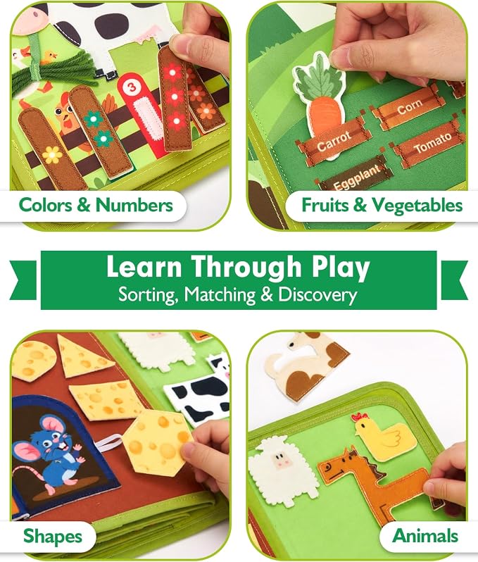 hahaland Busy Book for Toddlers 1-3 - Montessori Toys 1 Year Old Busy Board - Image 5