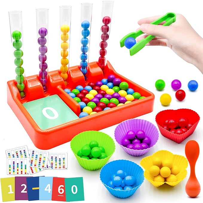 Counting and Color Sorting Toys for Toddlers, Clip Bead Matching by Bmcndq