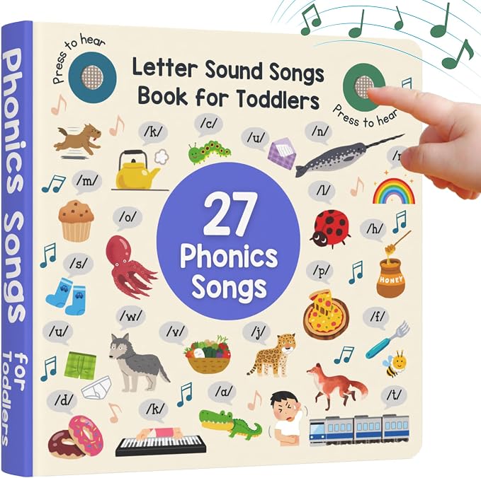 LEARNING BUGS Phonics Songs Book, 26 Letter Sound Songs, Preschool & Kindergarten Learn to Read for 3 Year olds, Perfect Toy and Gift for Toddlers Ages 2+ by LEARNINGBUGS