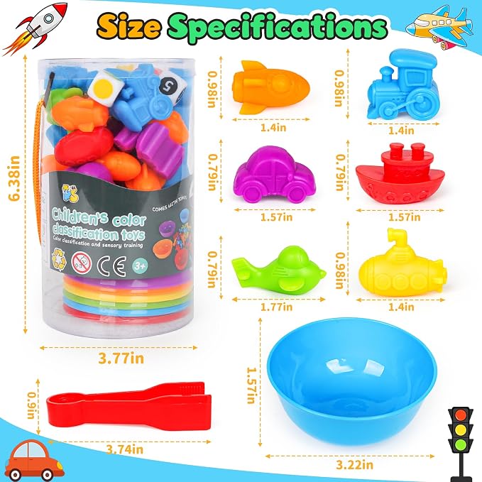 Counting Transport Matching Game with Sorting Cups, Sensory Sorting Colors Counting Toys with Games Dice, Montessori Training Preschool Educational Learning Toy Gifts for Toddlers Kids 3 4 5 6 + - Image 2