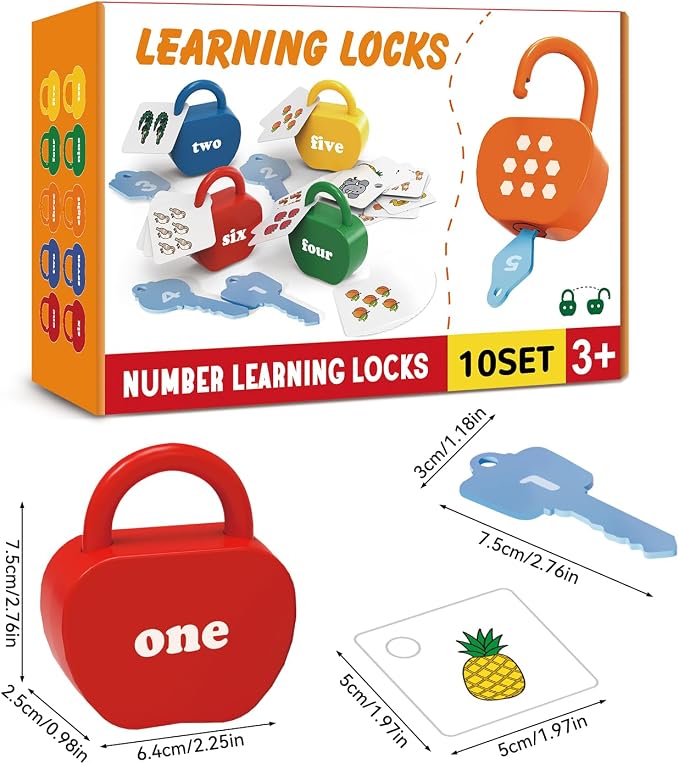 Montessori Lock and Key Toddler Toys, Cause and Effect Sensory Learning Toys for 1 2 3 Year Old, Number Counting & Matching Game, Fine Motor Skills Preschool Travel Activities - Image 6