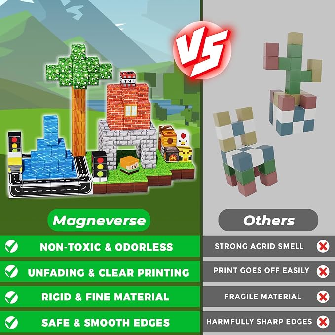 Magneverse 150 PCS Magnetic Blocks - Forest Magnetic Building Block for Kids Ages 4-8, Magnetic Cubes for Boys Girls, STEM Educational Stacking Magnet Toy for 3 4 5 6 7 8 9 10 11 12 Birthday Gifts - Image 4